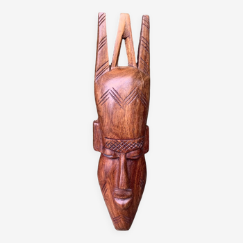 African mask 30cm Senegal 1980 carved solid wood art Africa vintage old tribal