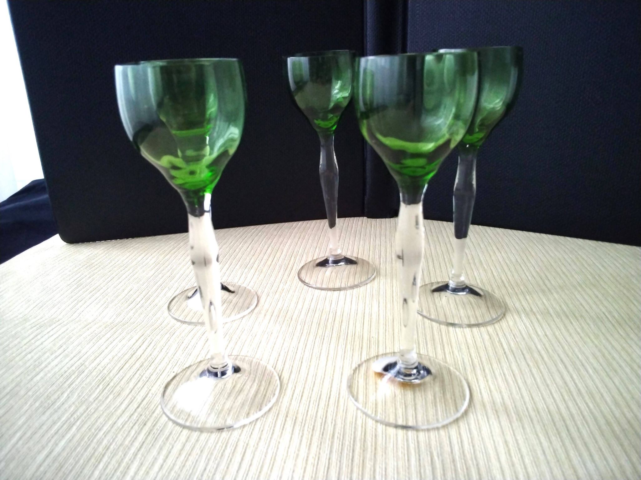 5 blown glass liqueur glasses