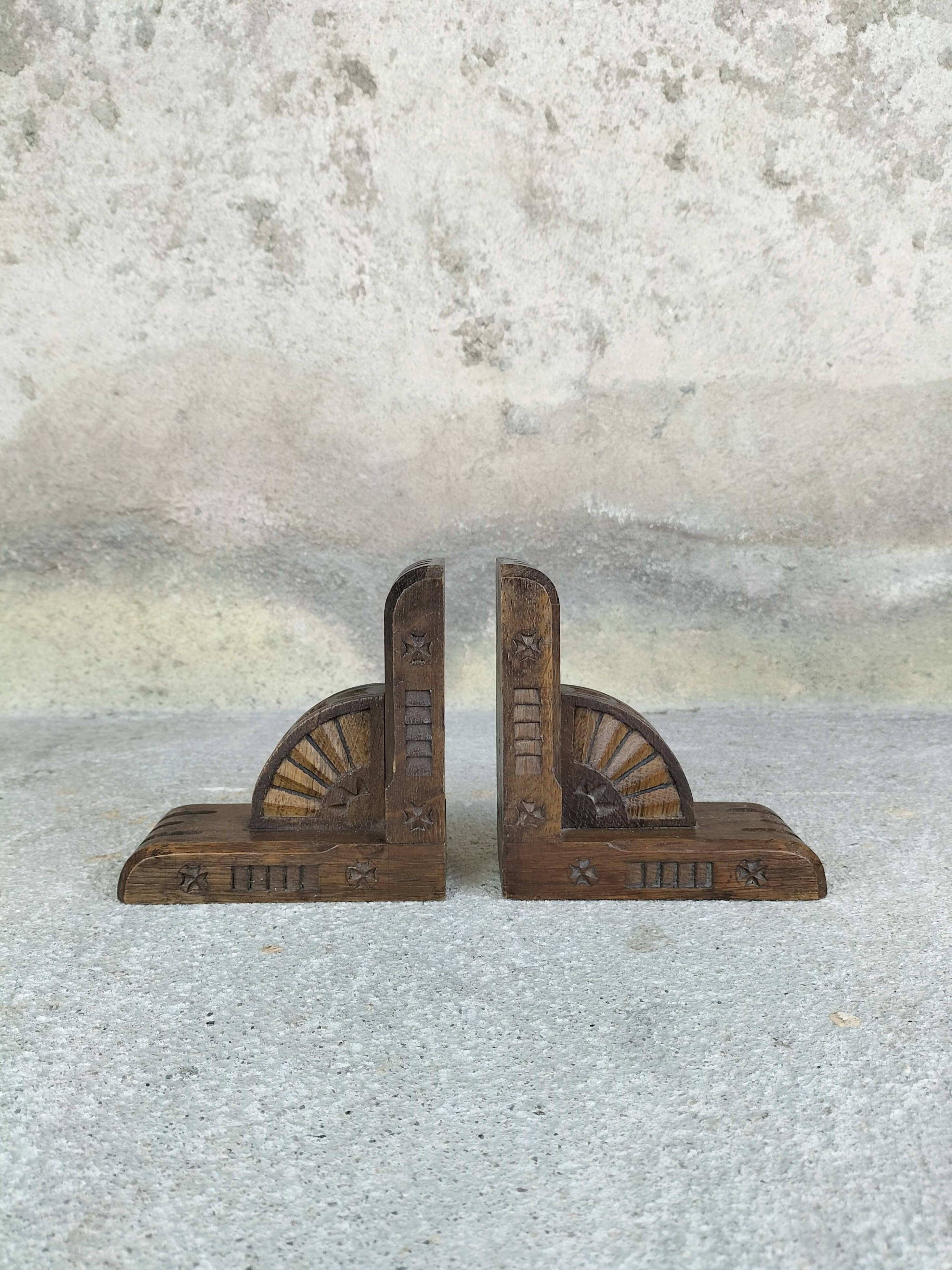 Pair of wooden bookends