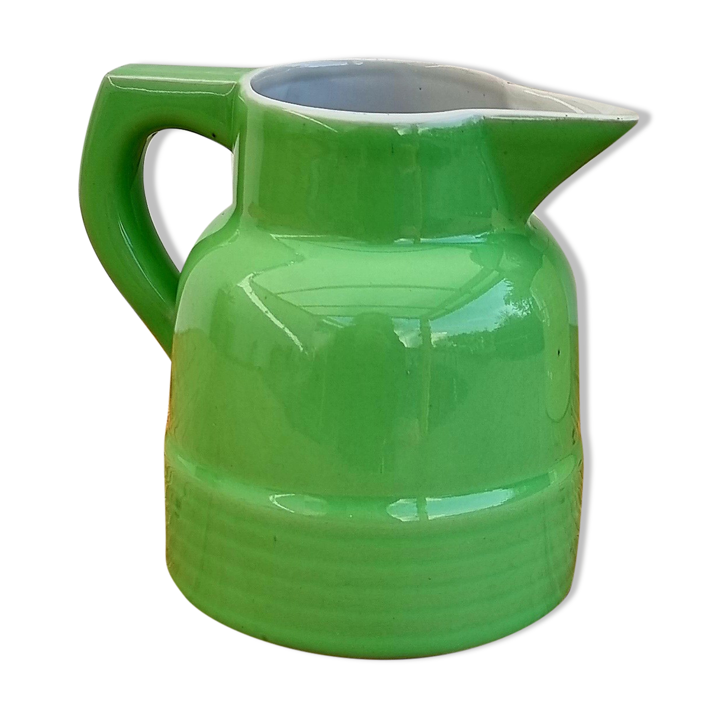 Vintage green earthenware pitcher