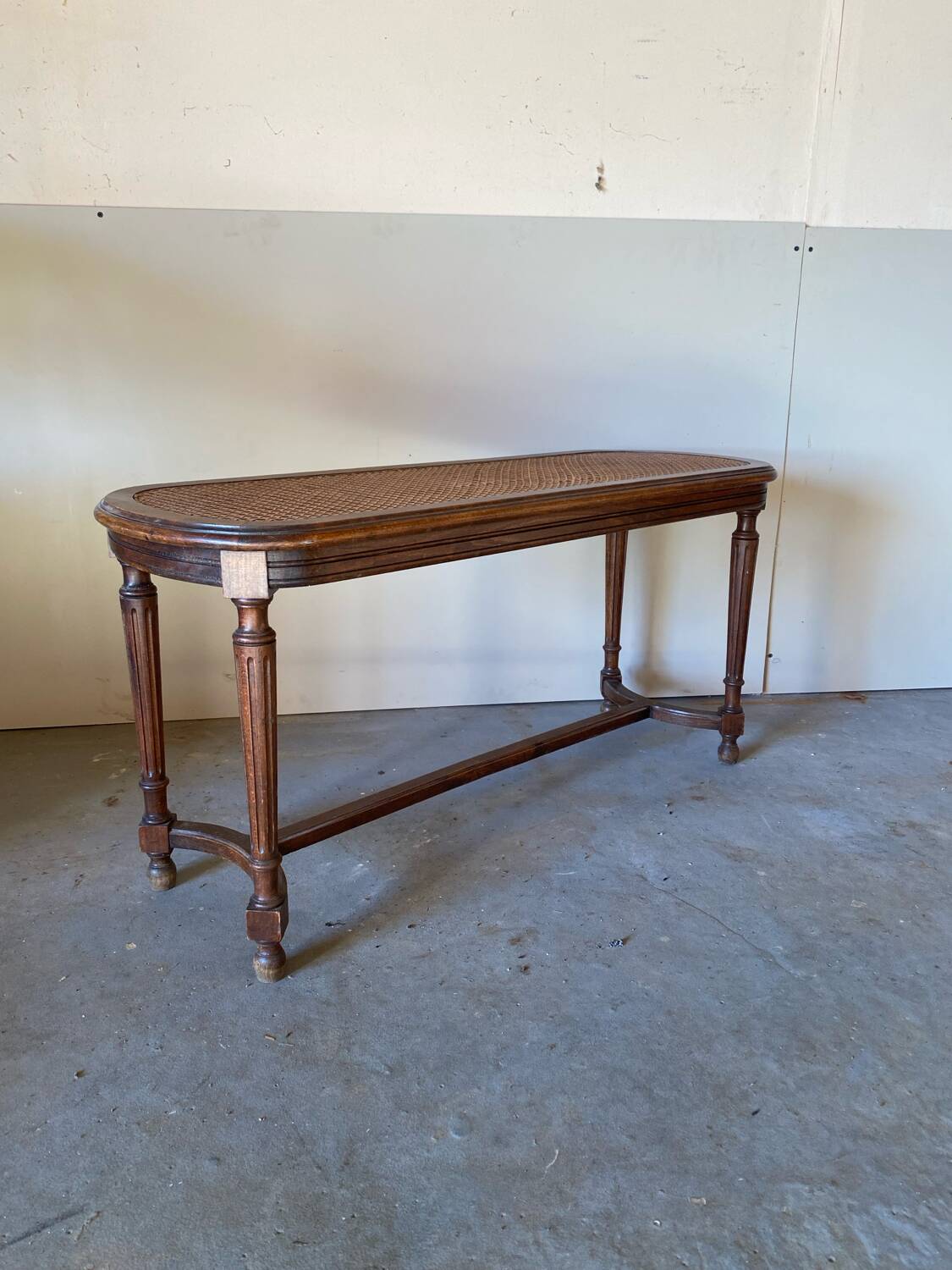 Louis XVI style 2-seater caned piano bench