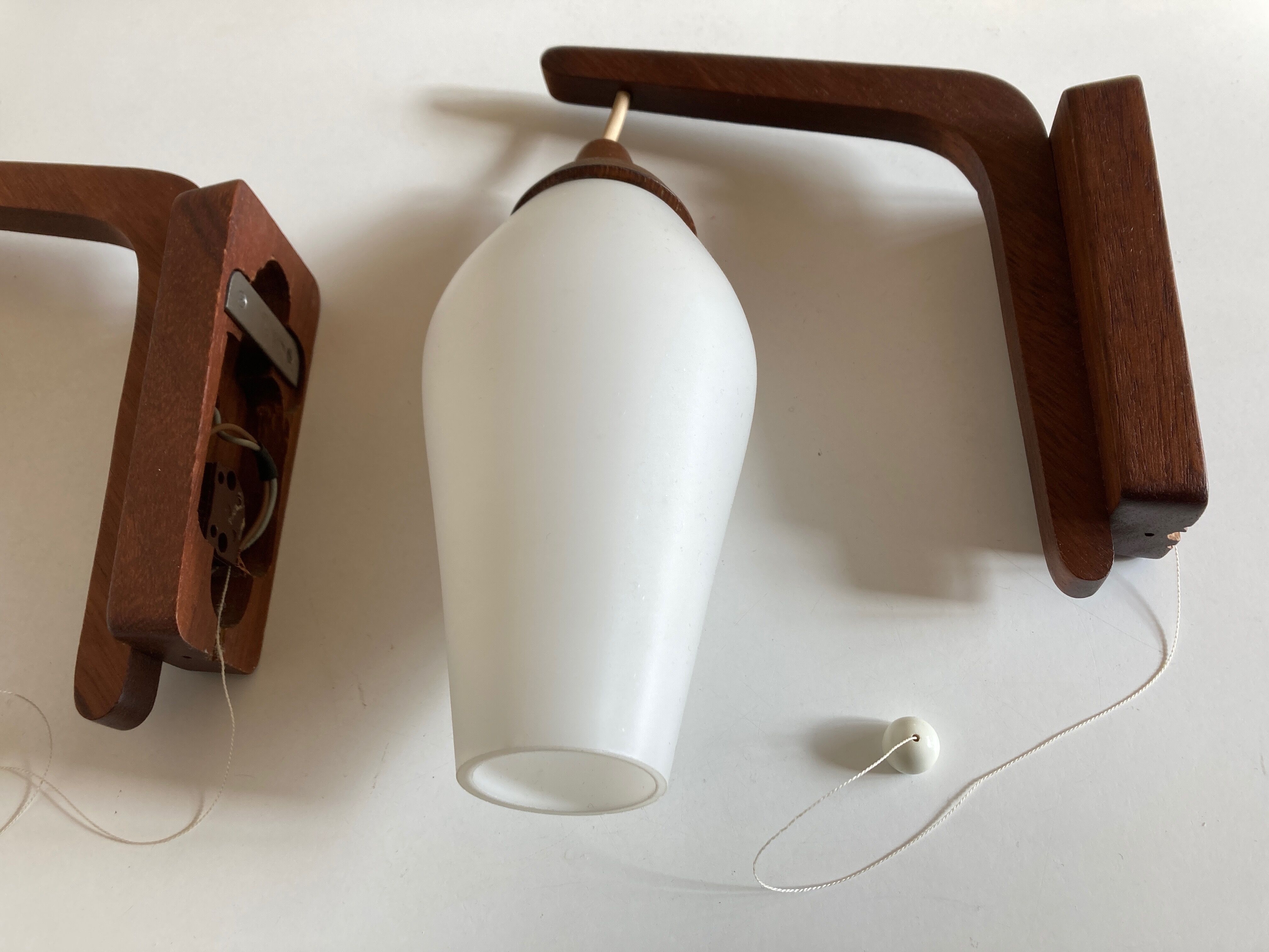 Pair of Scandinavian boomerang pendant lamps 1960