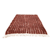 Tapis Beni Ouarain authentique 250 x 200 cm – Laine naturelle brun chocolat