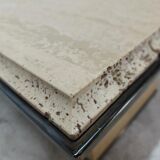 Vintage travertine and brass coffee table