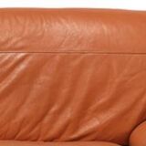 Orange leather 2-seater sofa