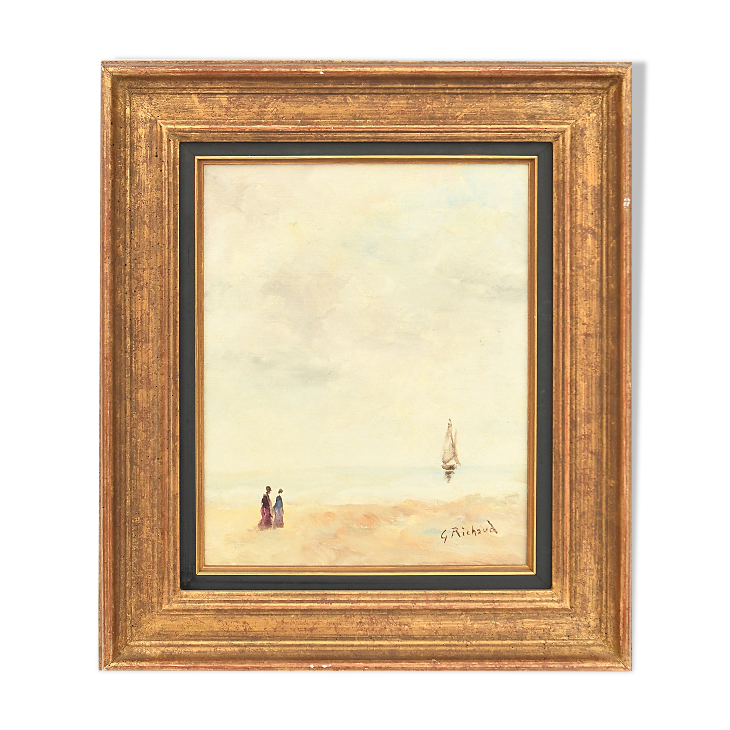 Georges RICHAUD (XX) Oil on canvas La Plage