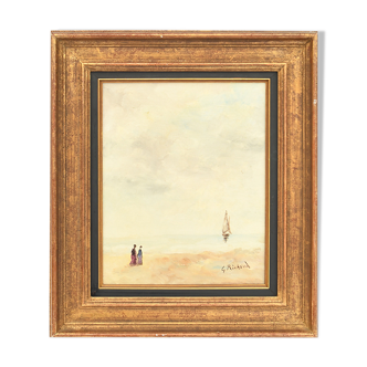Georges RICHAUD (XX) Oil on canvas La Plage
