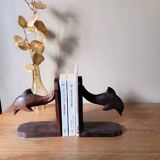 Wooden bookends in the shape of dolphins, vintage 1970.