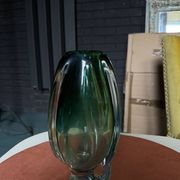 Transparent green crystal vase from Val Saint Lambert.