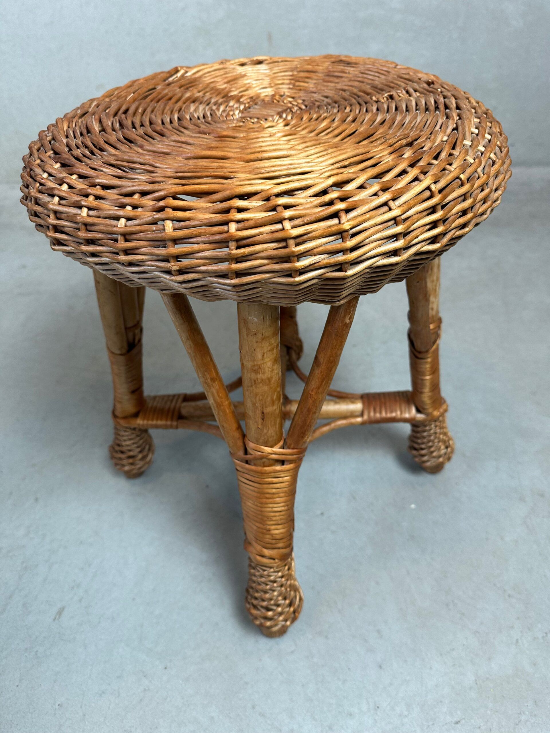 Vintage wicker / bamboo stool