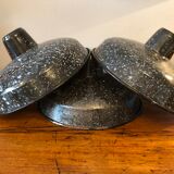 Set of 3 enamelled tin blinds