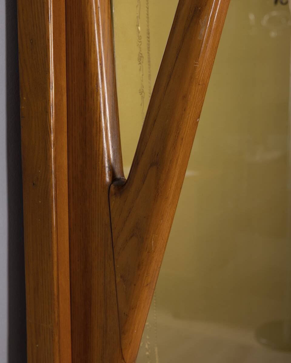 Porte-manteau en bois et verre décoré, Italie années 1950