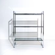 Vintage Italian freestanding shelf in chrome with glass shelves, 1970s.