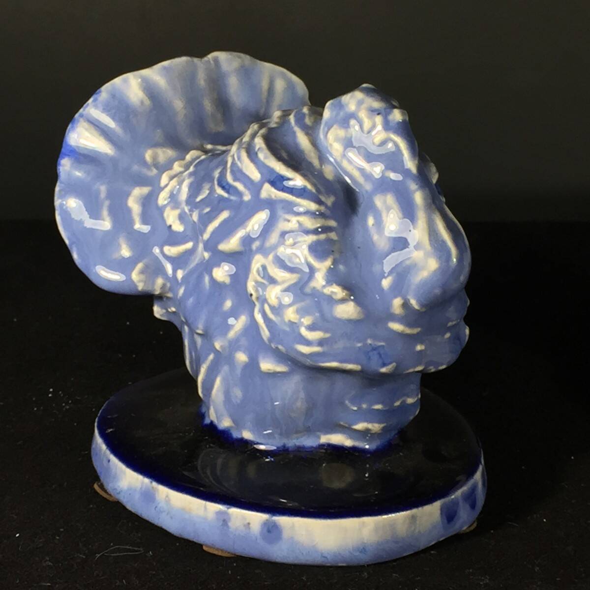 Art Deco ceramic animal sculpture, Blue Turkey, 1930