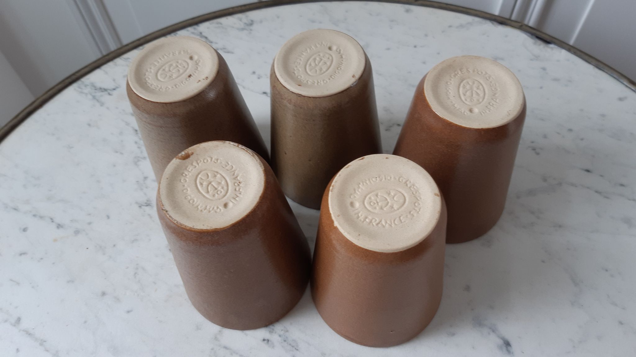 Lot de 5 verres en grès Digoin années 60-70