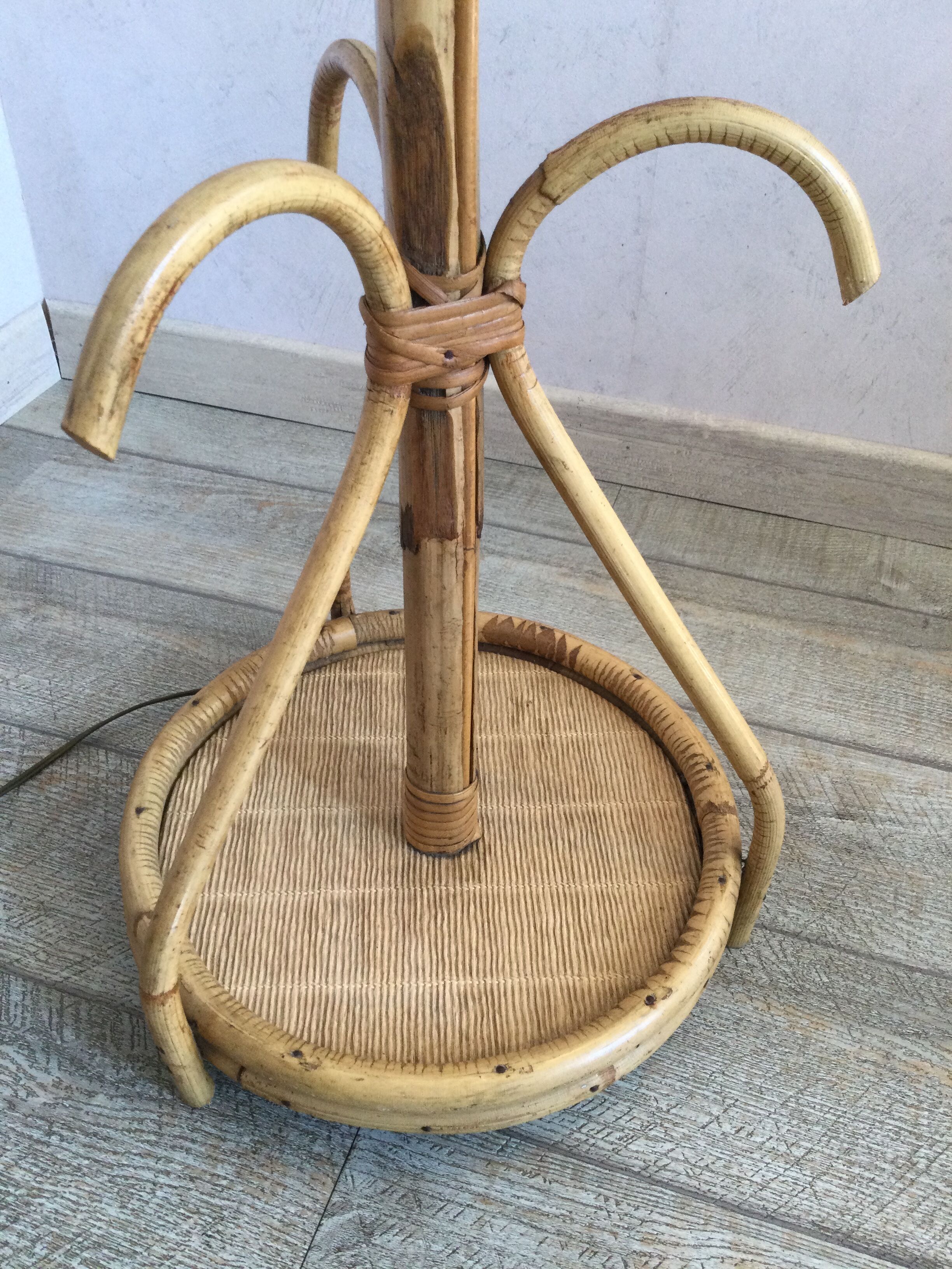 Floor lamp 60s bamboo rattan