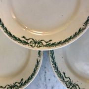 set of 5 large flat plates in Terre de Fer Longchamp model Belleville late 19th century