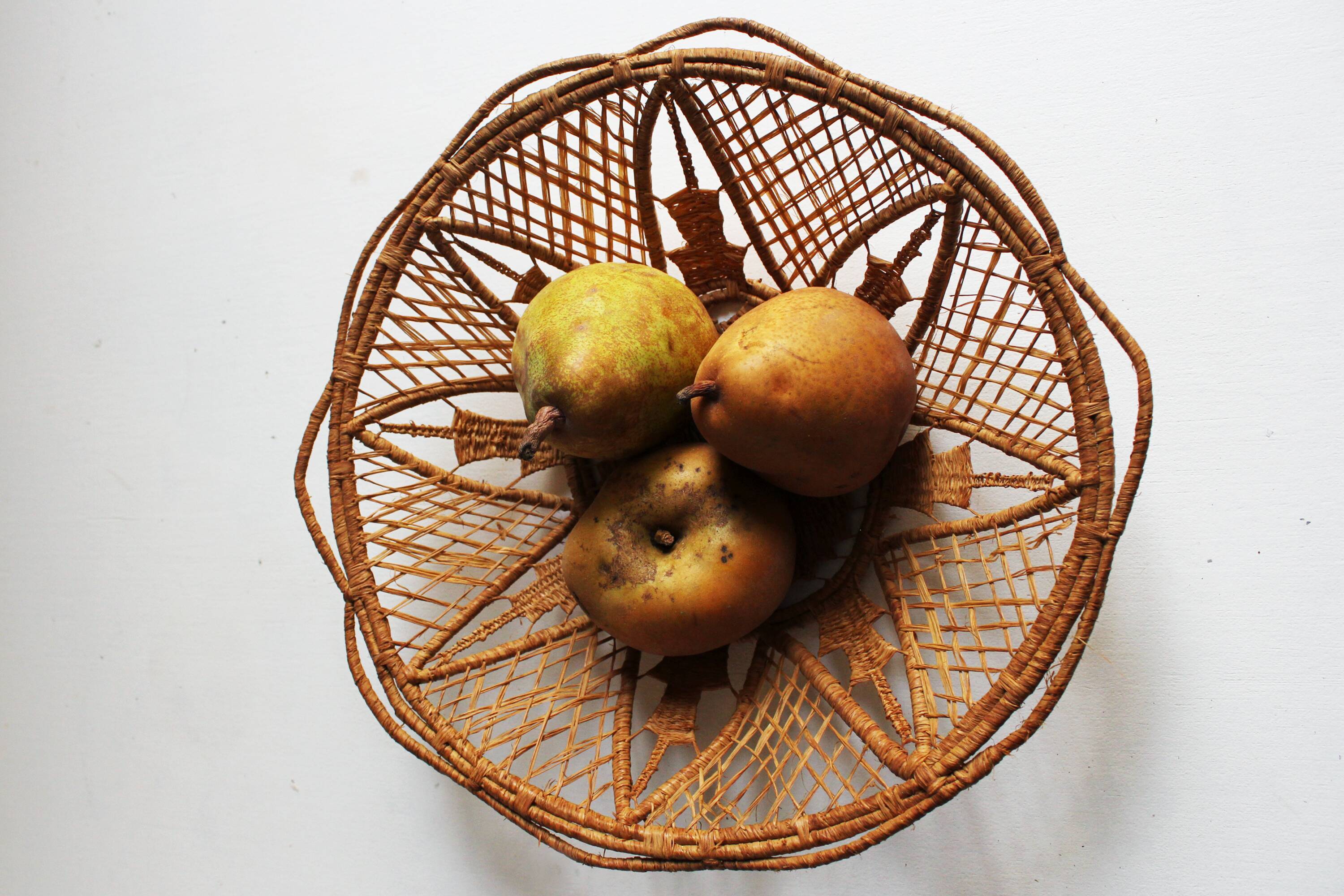 Original basket, wicker basket and vintage raffia