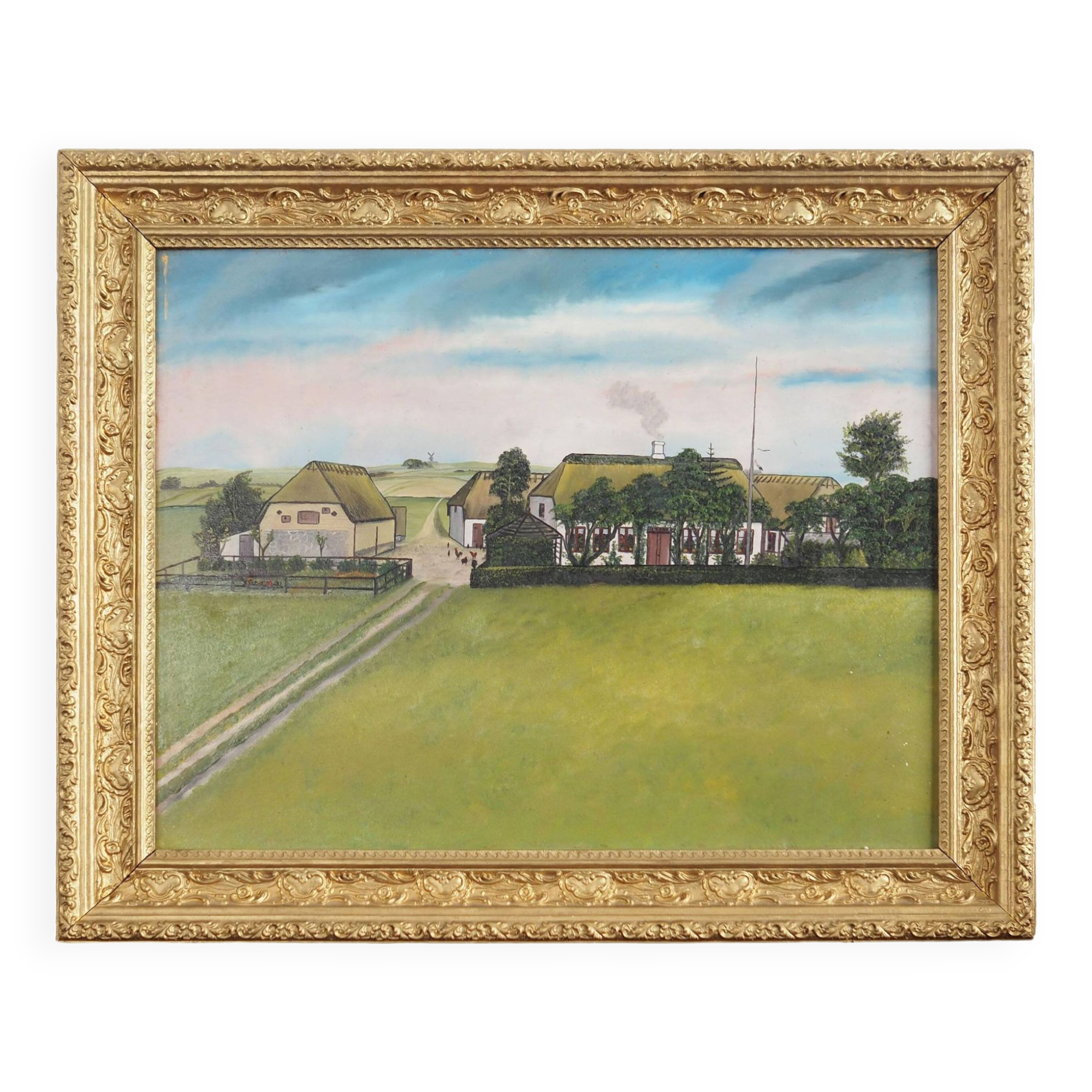 Painting "The Farm”, Scandinavian design, 1970s