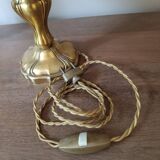 Chic retro lamp with a bronze pagoda fringe shade, 1950.