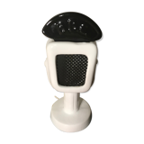 Old bbc black ceramics lamp - white - metal grid form micro vintage