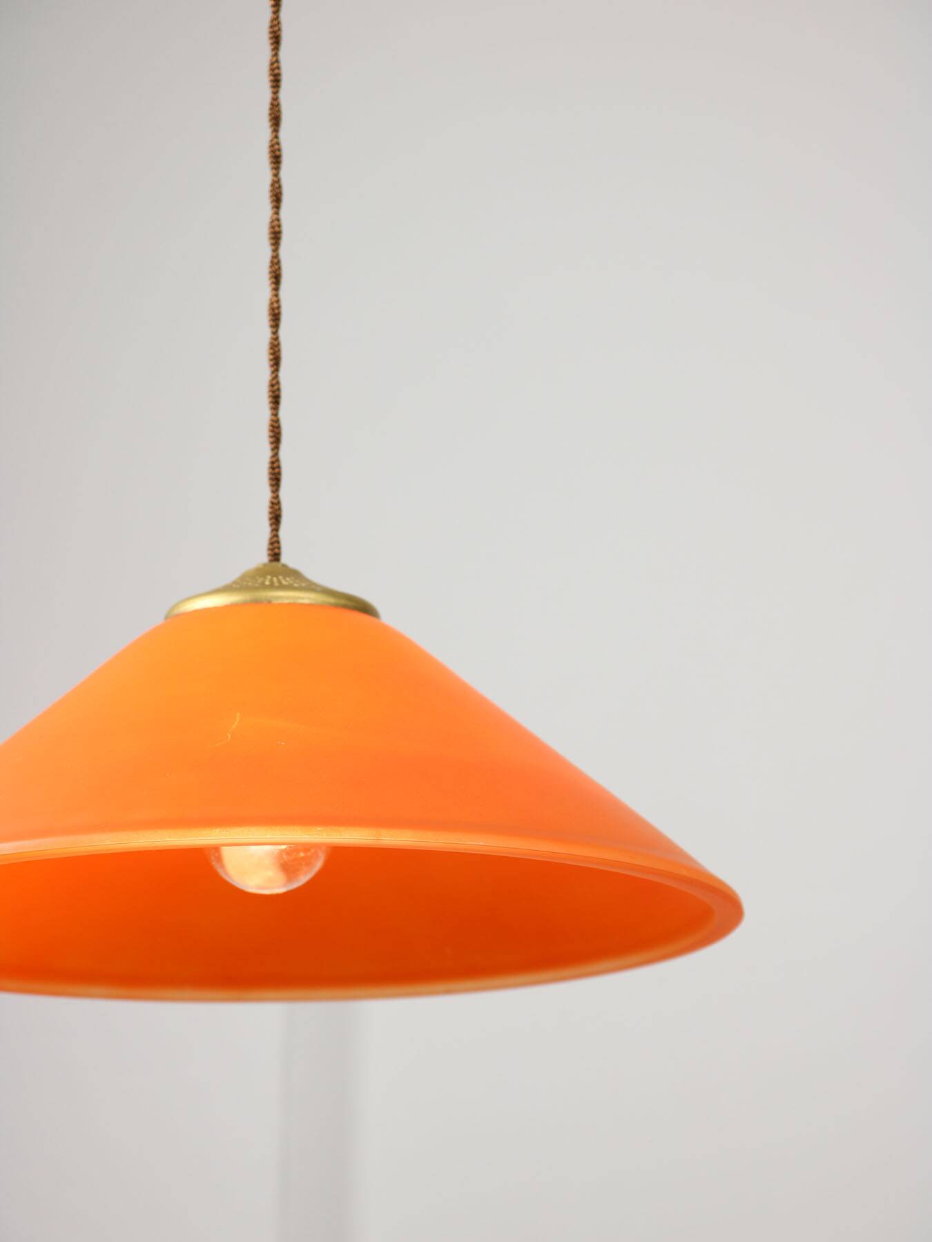 Vintage Italian Brass and Glass Pendant Lamp