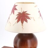 Dark wood ball lamp, lampshade with Erable leaves