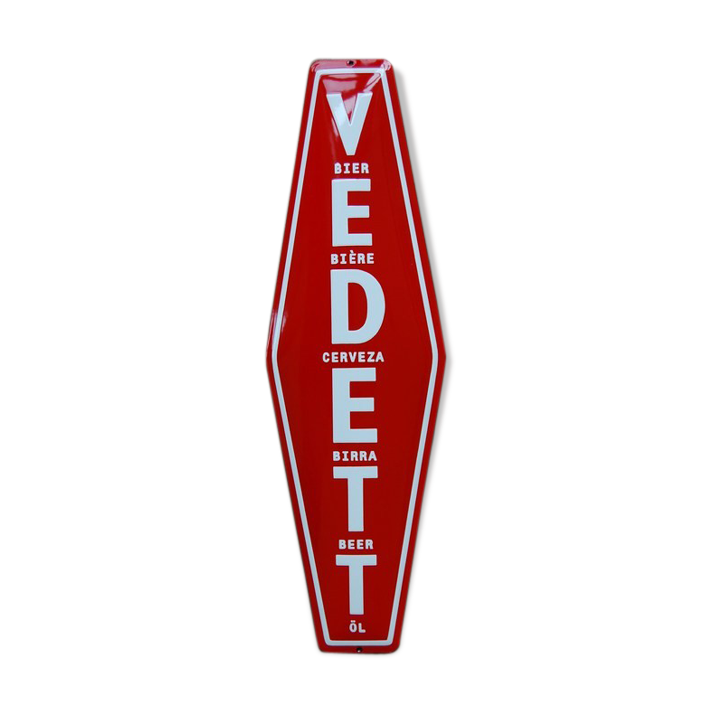 Advertising plate in enamelled sheet metal of the famous Belgian beer Vedett