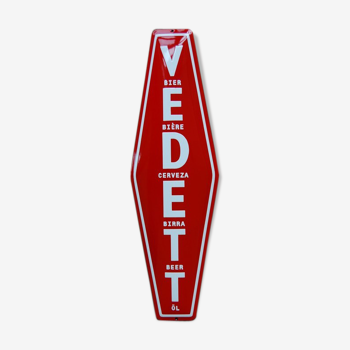 Advertising plate in enamelled sheet metal of the famous Belgian beer Vedett