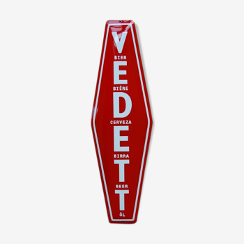 Plaque publicitaire en tôle émaillée de la fameuse bière Belge Vedett