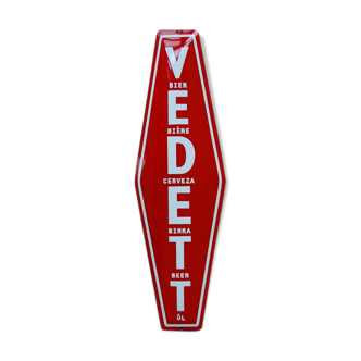 Plaque publicitaire en tôle émaillée de la fameuse bière Belge Vedett