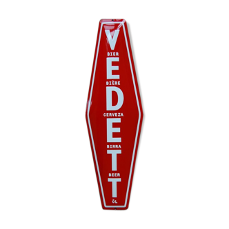 Advertising plate in enamelled sheet metal of the famous Belgian beer Vedett