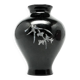Minimalism vase, black lacquer, mother-of-pearl inlay, Japan, 1950s