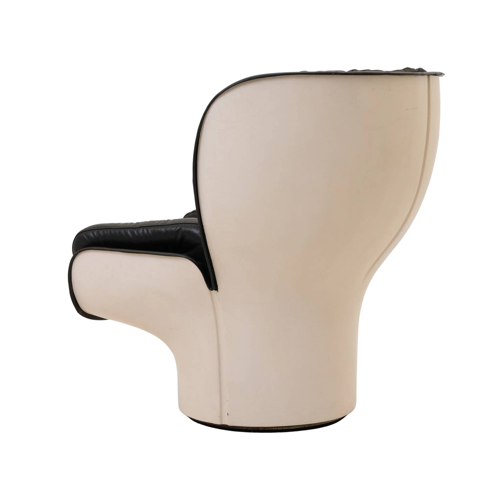 Elda Chair, Joe Colombo, Comfort, Black and Creme, Italy, circa 1970
