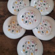 Assiettes à dessert faïence et décor floral 50's