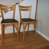 2 chaises Baumann N°19 hêtre clair skai noir