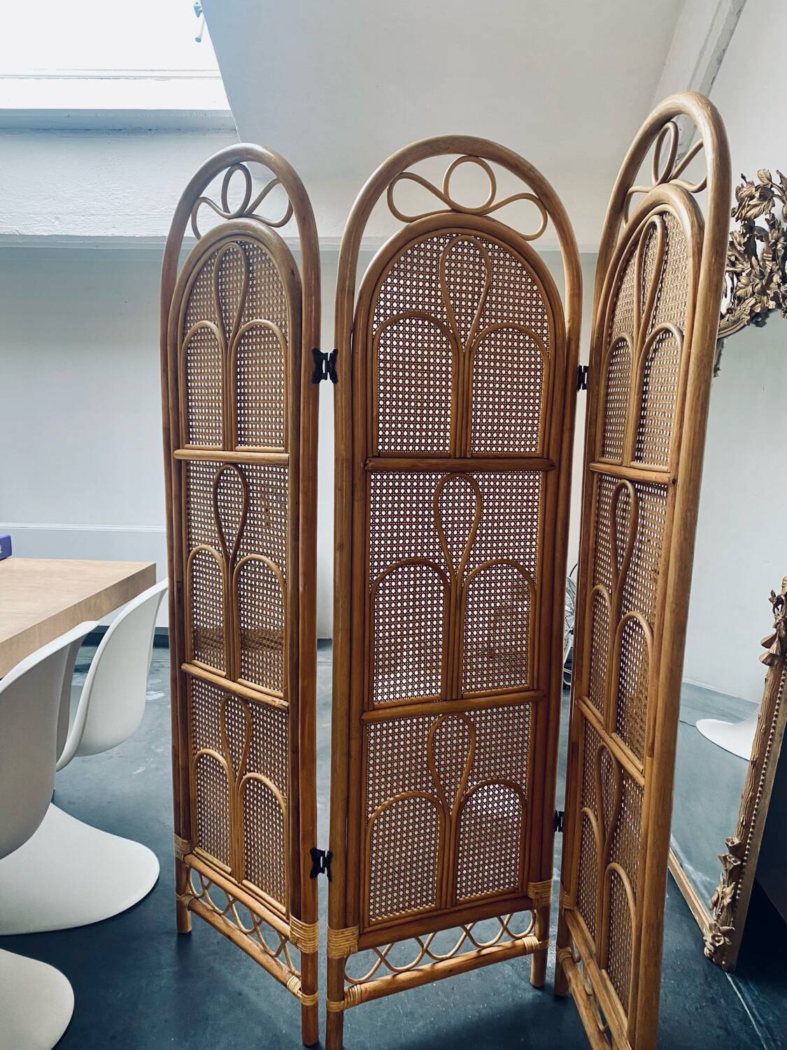 Vintage Italian rattan and bamboo room divider