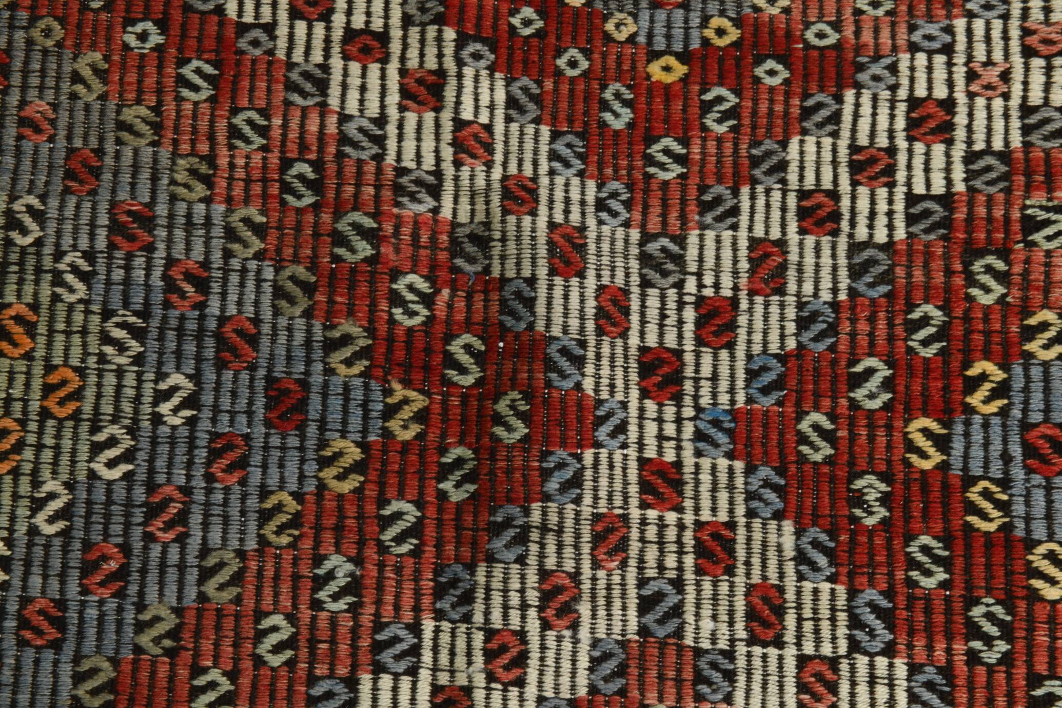 Burgundy & Green Turkish Vintage Kilim Rug