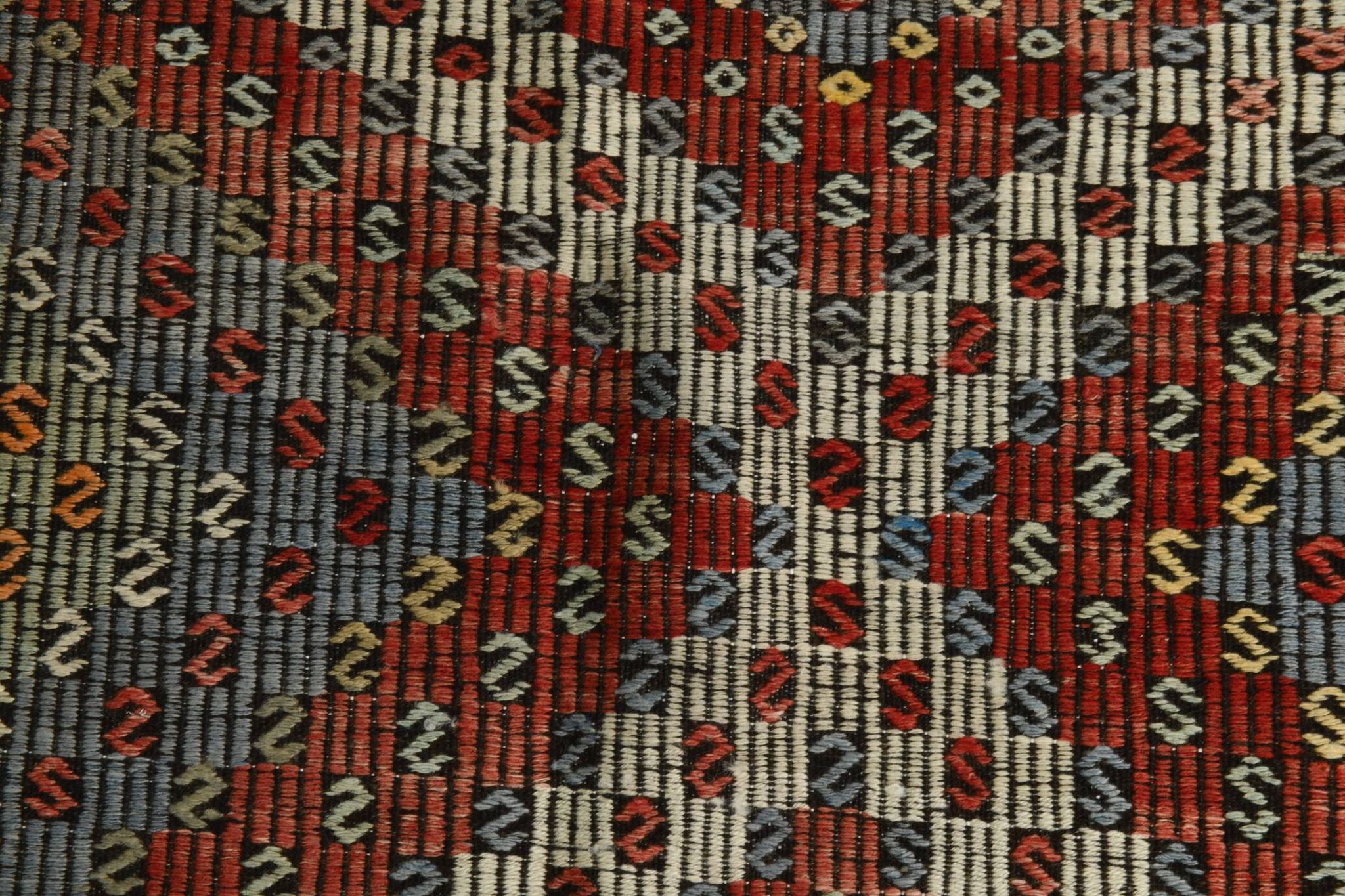 Burgundy & Green Turkish Vintage Kilim Rug