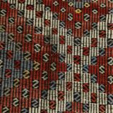 Burgundy & Green Turkish Vintage Kilim Rug