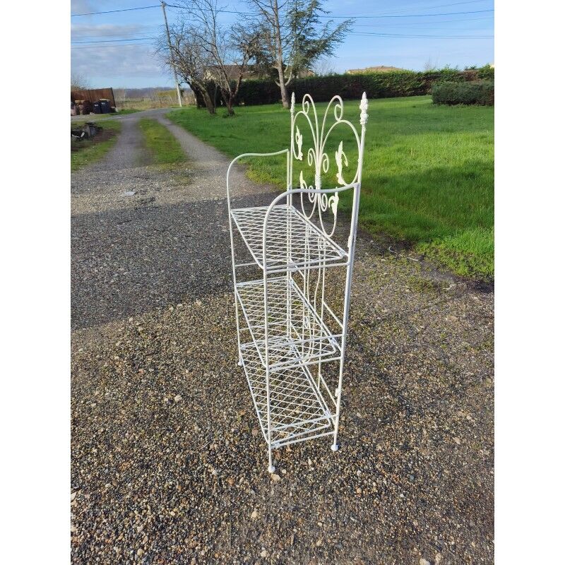 White folding wrought iron shelf