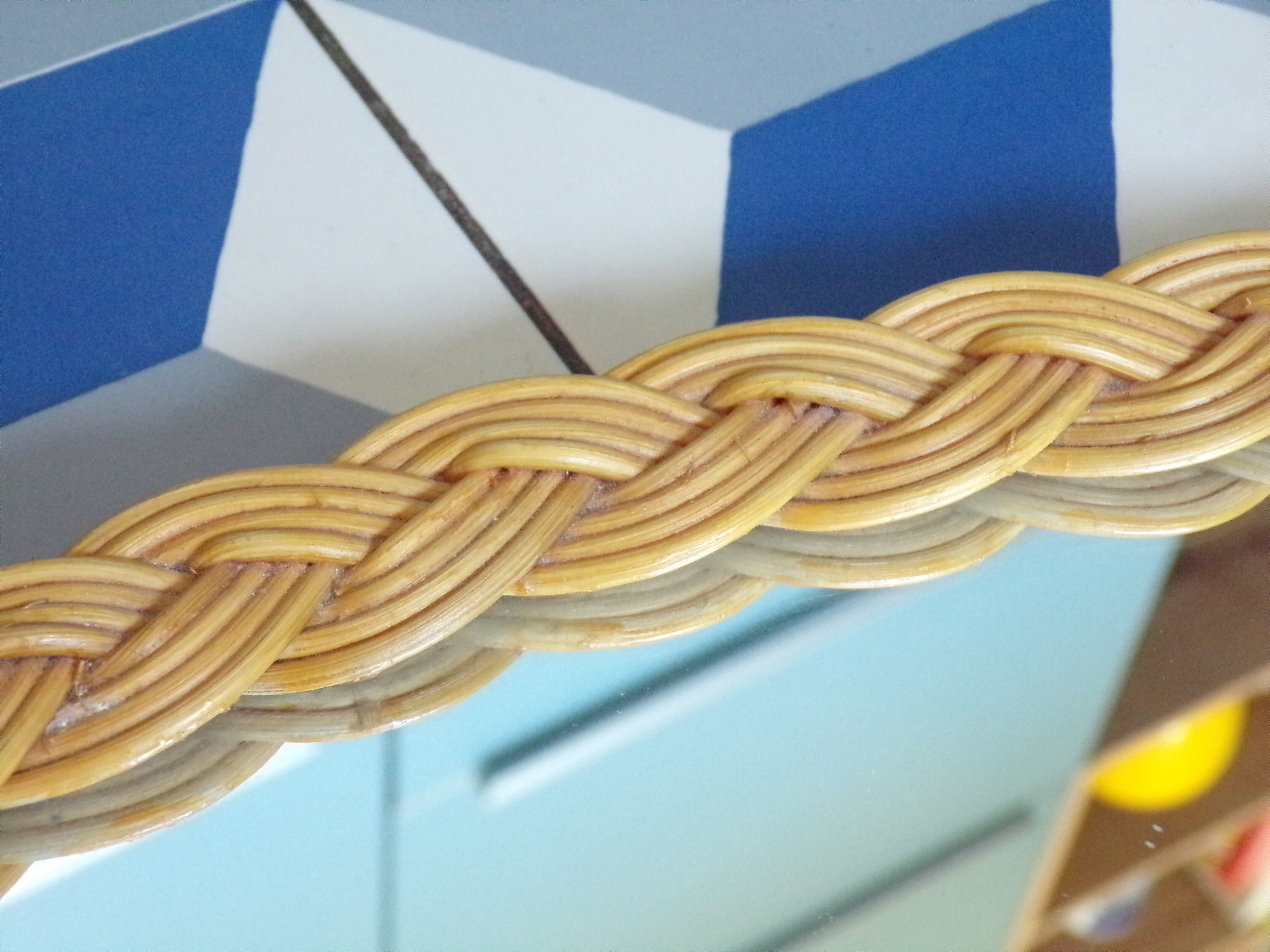 Oval vintage rattan mirror