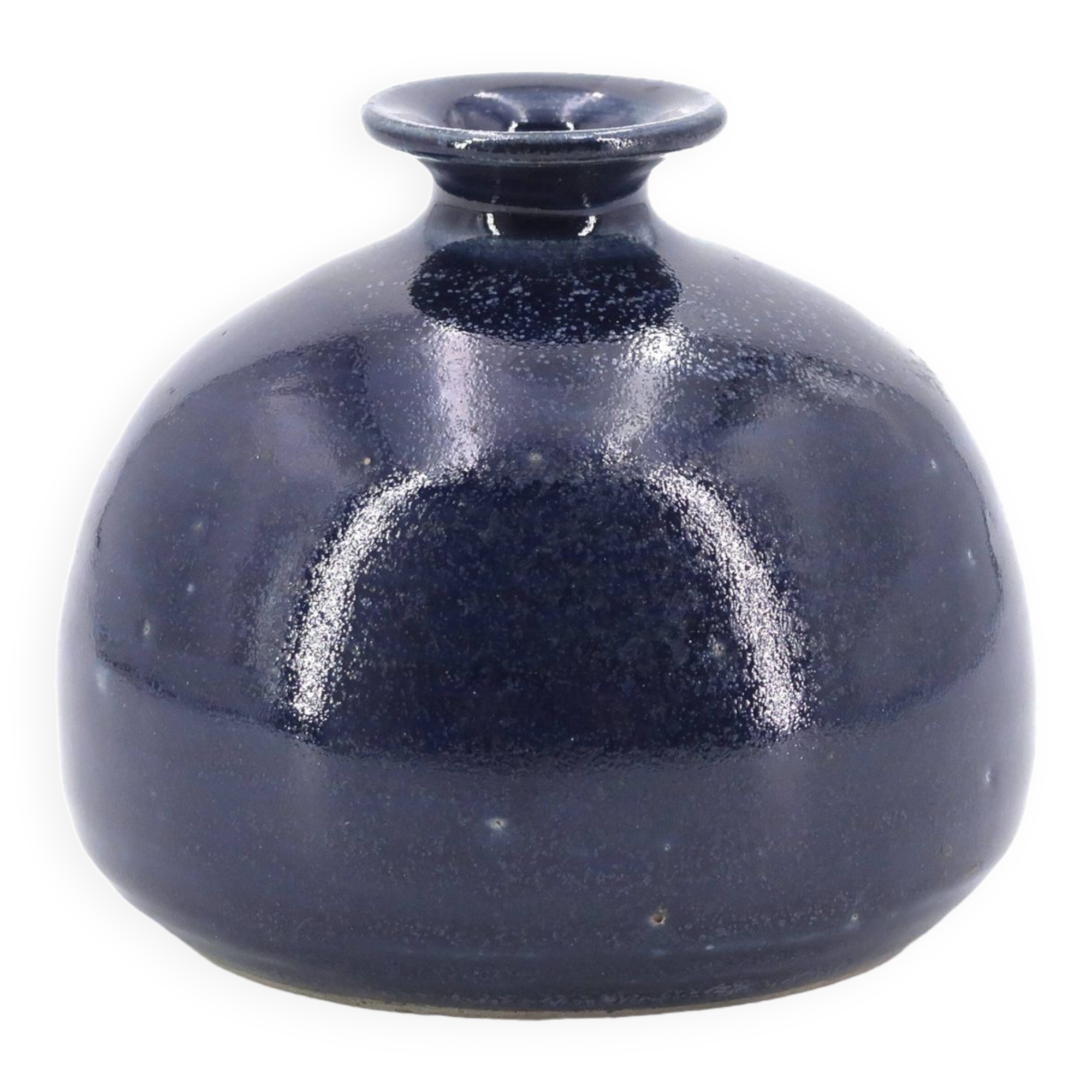 Midnight blue ceramic ball vase, 1970s