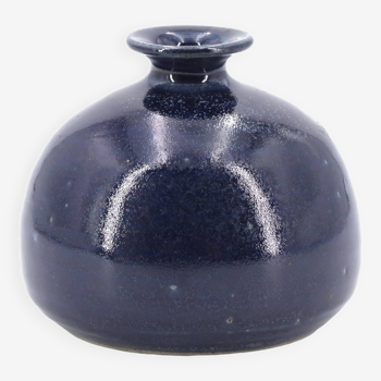 Midnight blue ceramic ball vase, 1970s