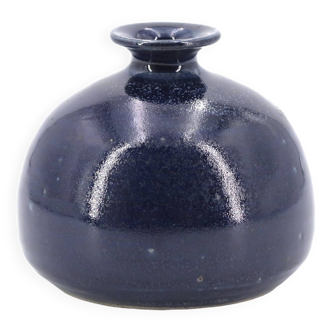 Midnight blue ceramic ball vase, 1970s