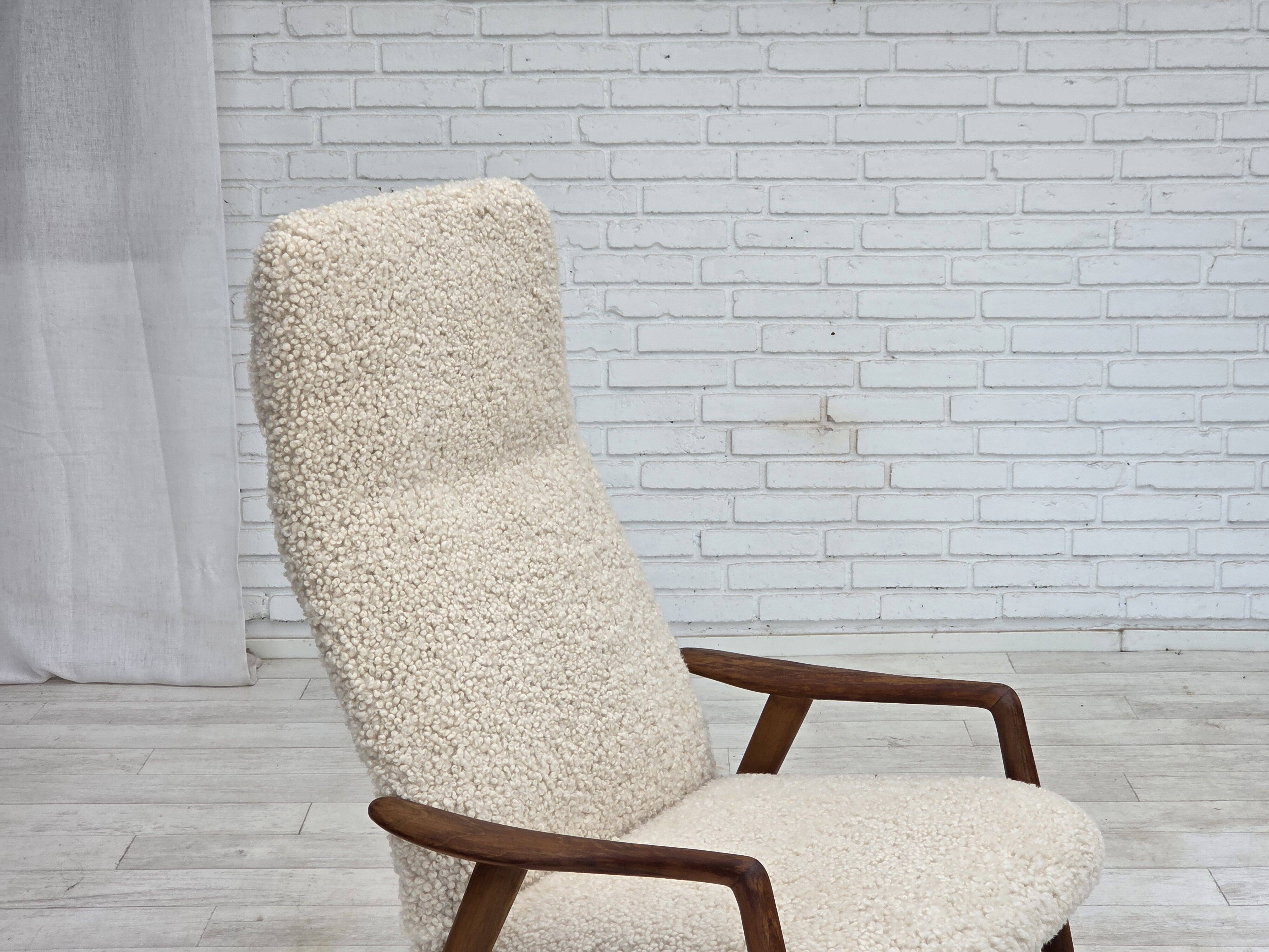 1960s, Danish design by Alf Svensson, genuine sheepskin, reupholstered.