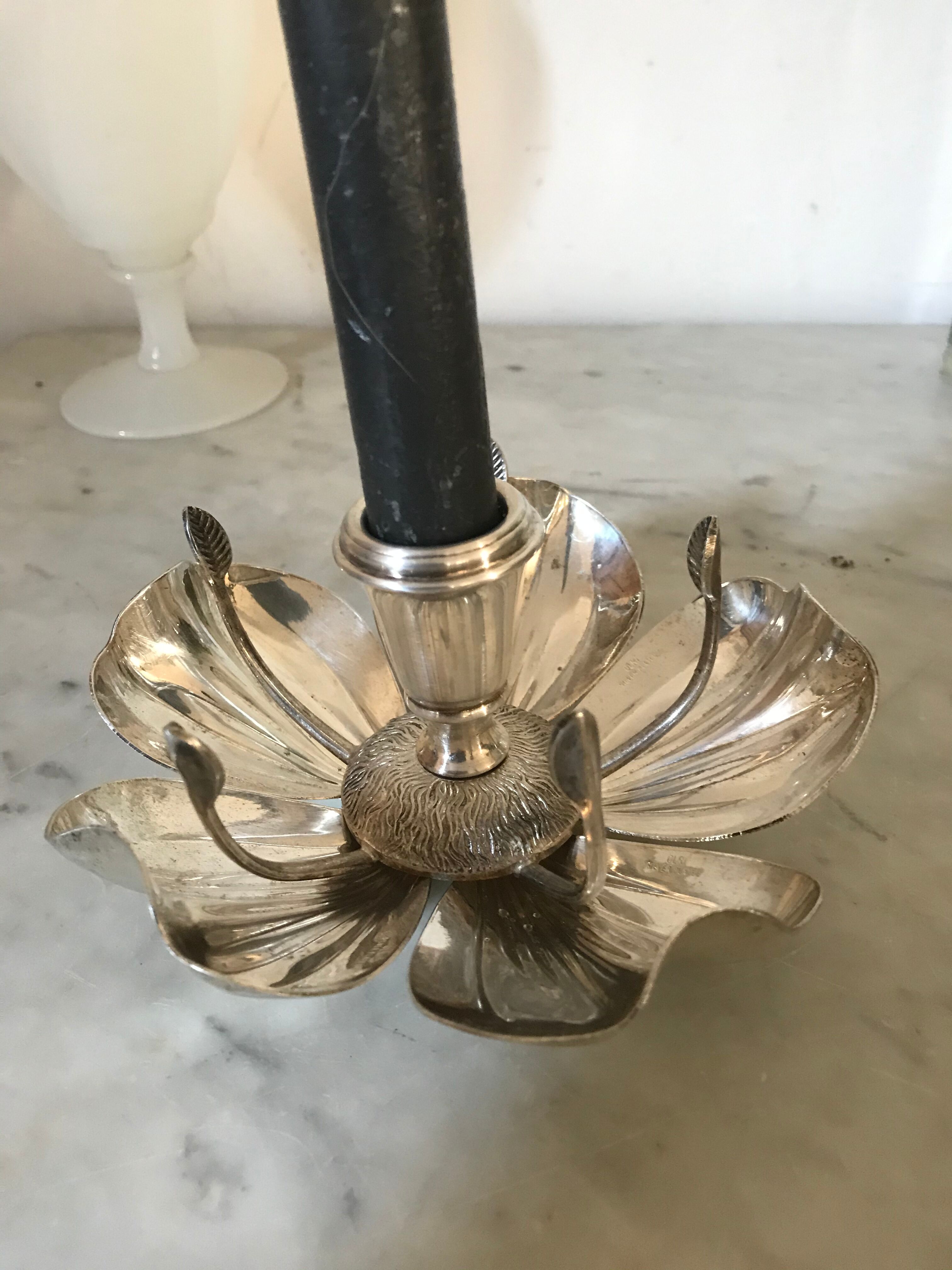 Vintage Olri silver metal candlestick