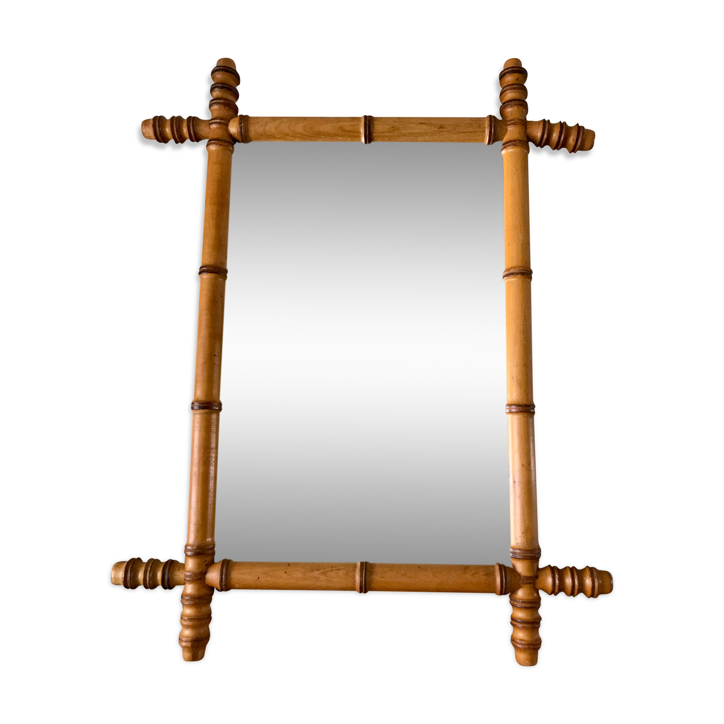 Barber mirror blond wood style bamboo 50s