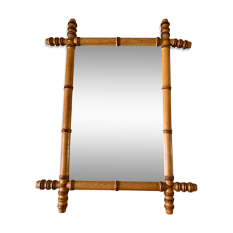 Barber mirror blond wood style bamboo 50s