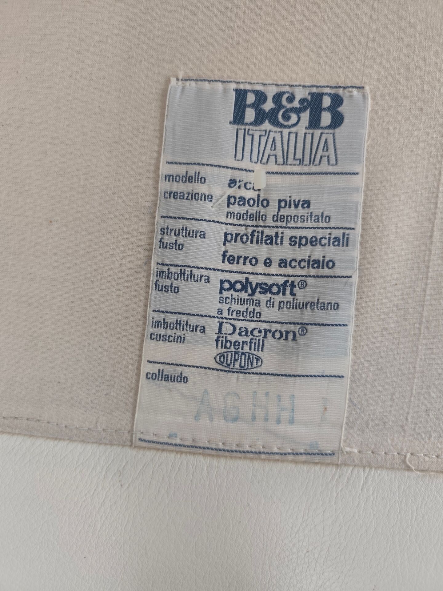 B & B Italia armchair model Arca from the 1980s in leather by Paolo Piva.